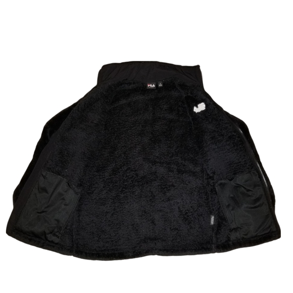 FILA Sport Teddy Fleece Sweater Black Size S - Picture 3 of 6
